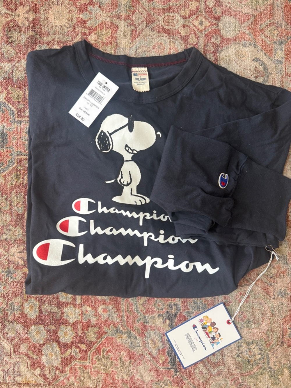 Champion Navy Long Sleeve Snoopy Graphic Tee